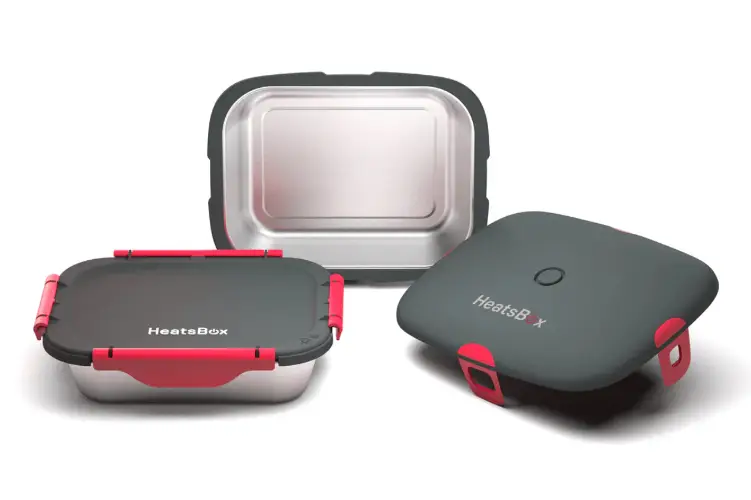 HeatsBox Go Smart lunch box provides hot meals with fast heating, rechargeable battery, and app control.
